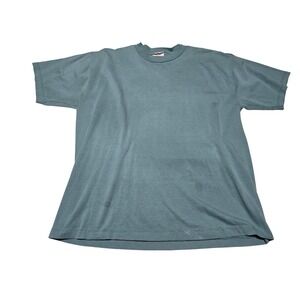 Vintage Jerzees Heavyweight Teal Blank T-Shirt Made in USA Size L 50/50